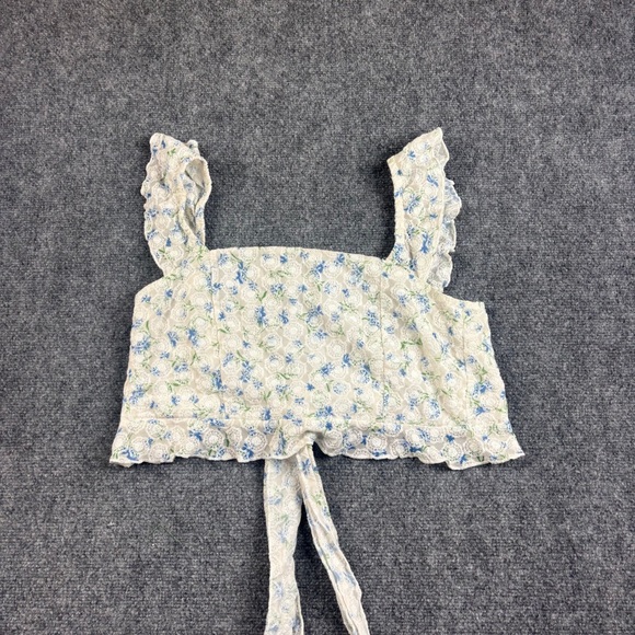 KIRIOUS LOS ANGELES Tops - KIRIOUS Women’s Cropped Tank Top Blouse Back Tie Floral Lace size: Large